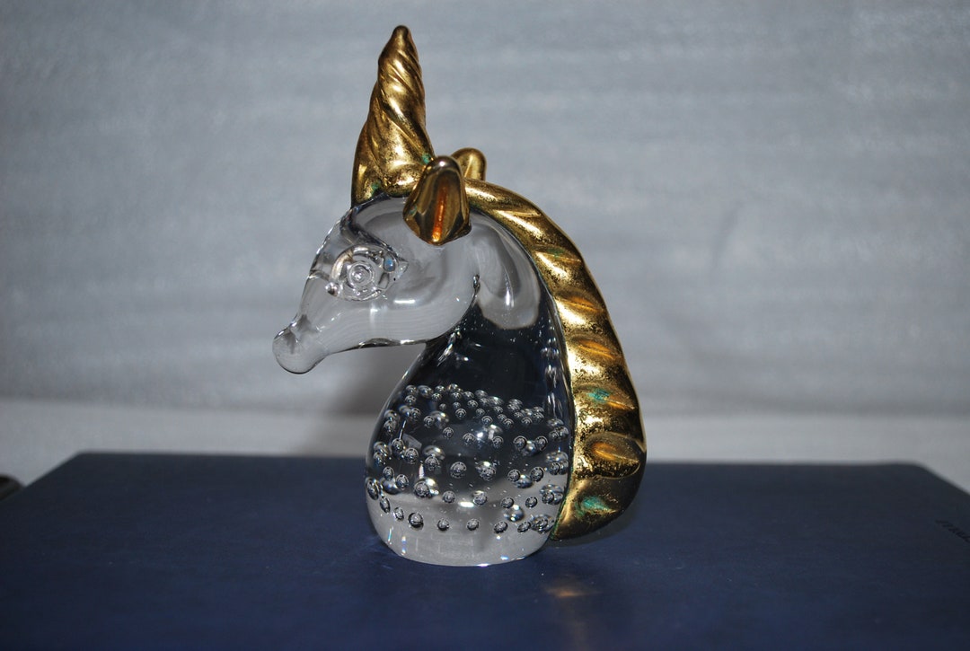 Vintage Glass Unicorn With Gold Trim Great Condition Etsy