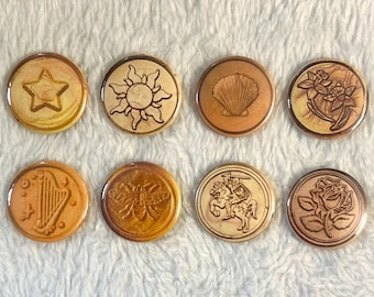 Yellow Gold Wax Seal Inspired Pinback Buttons 1.5 Inch Bag Decoration