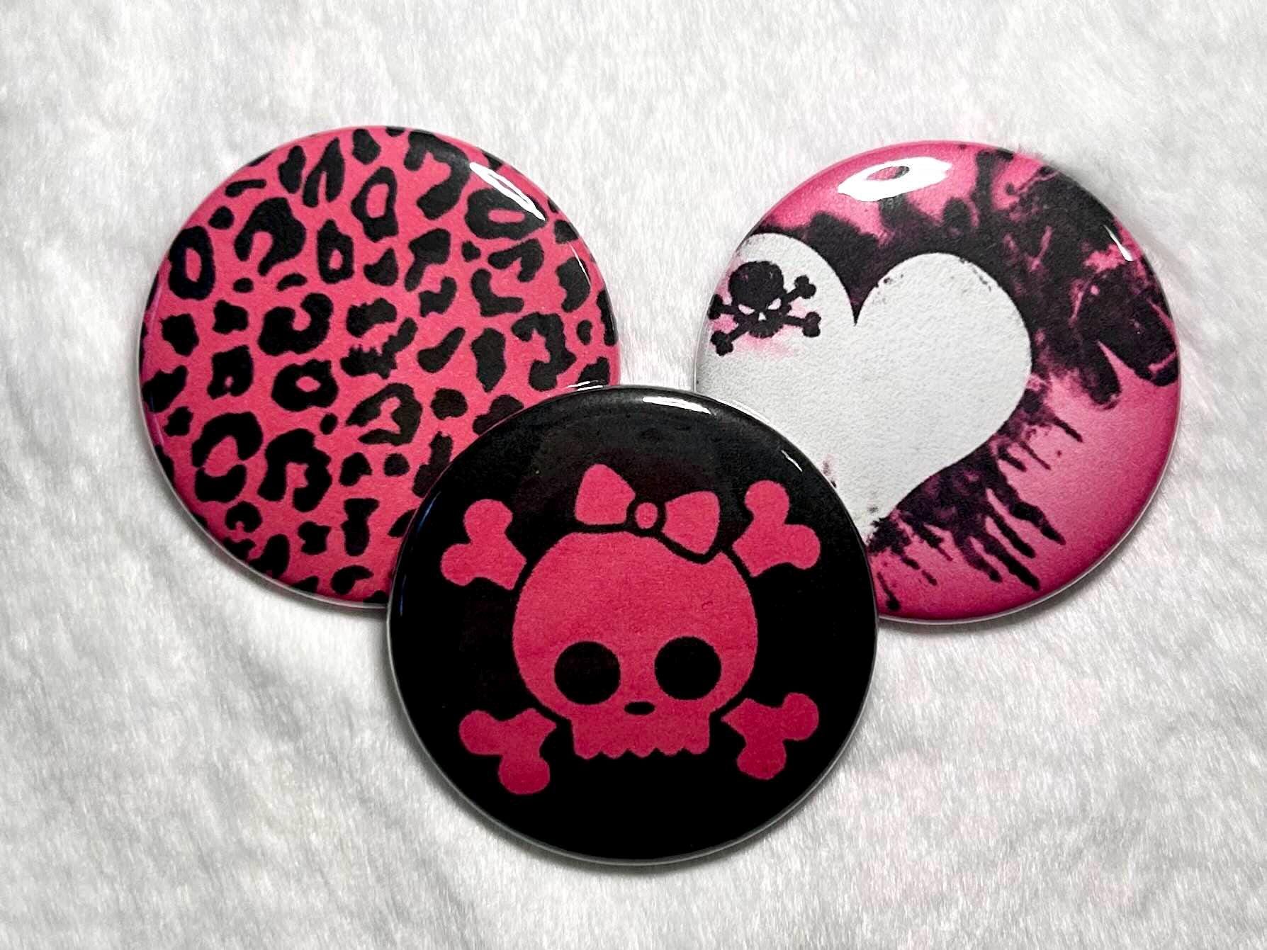 Y2k Mall Goth emo McBling Millenial Pink & Black Fedora With Pins Mcbling Red Y2K Cadet Hat | Trashy Y2K Aesthetic | 2000s  main image 2