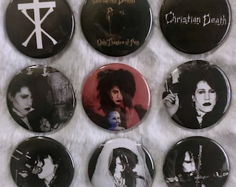 Christan Death 1.5 Inch Pinback Buttons Deathrock Post Punk Gothic Rock