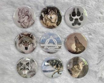 Grey Wolf Therian 1.5" Pinback Buttons