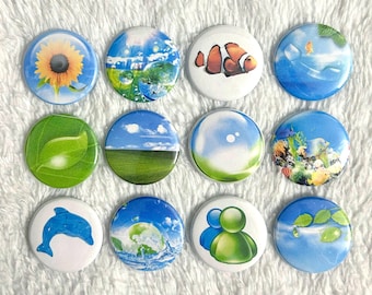 Frutiger Aero Eco Y2K 1.5" Pinback Buttons