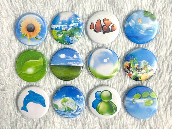 Frutiger Aero Eco Y2K 1.5" Pinback Buttons