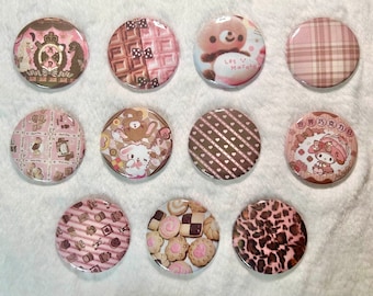 Neapolitan Pink and Brown Aesthetic 1.5" Pinback Buttons