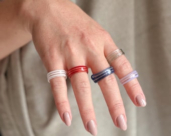 Murano Glass Ring, Minimalist and Simple, Line Ring