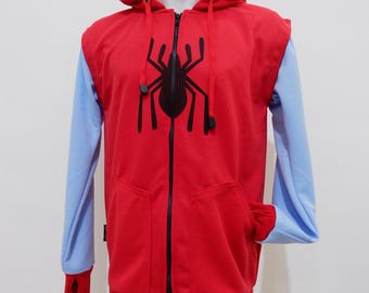 Sudadera con capucha de Spider-Man Homecoming para cosplay – Chaqueta de traje casera de Peter Parker