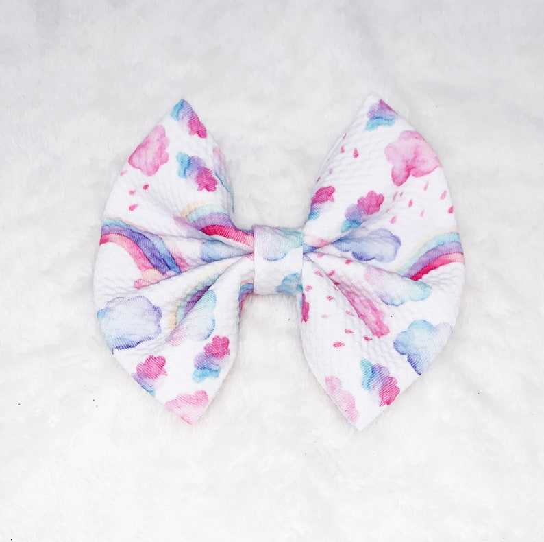 Watercolor Rainbow Hair Bow