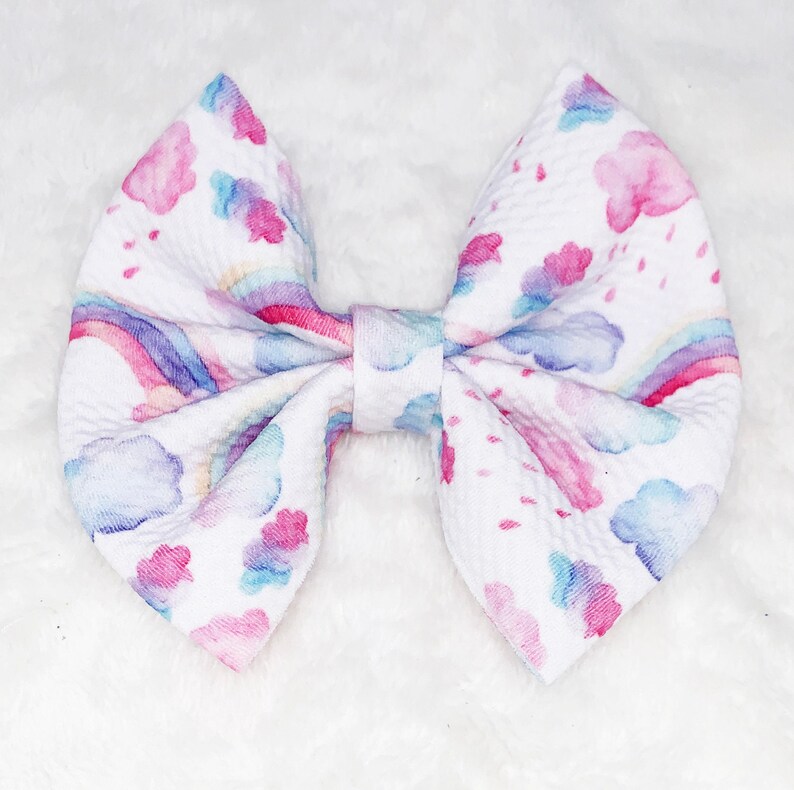Watercolor Rainbow Hair Bow