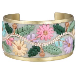 Floral Vines Embroidered Cuff Bracelet VNFLR-BRLT