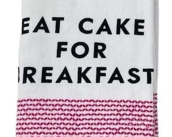 Kate Spade Eat Cake For Breakfast White Pink 2 Pack 100% Cotton Kitchen Towels