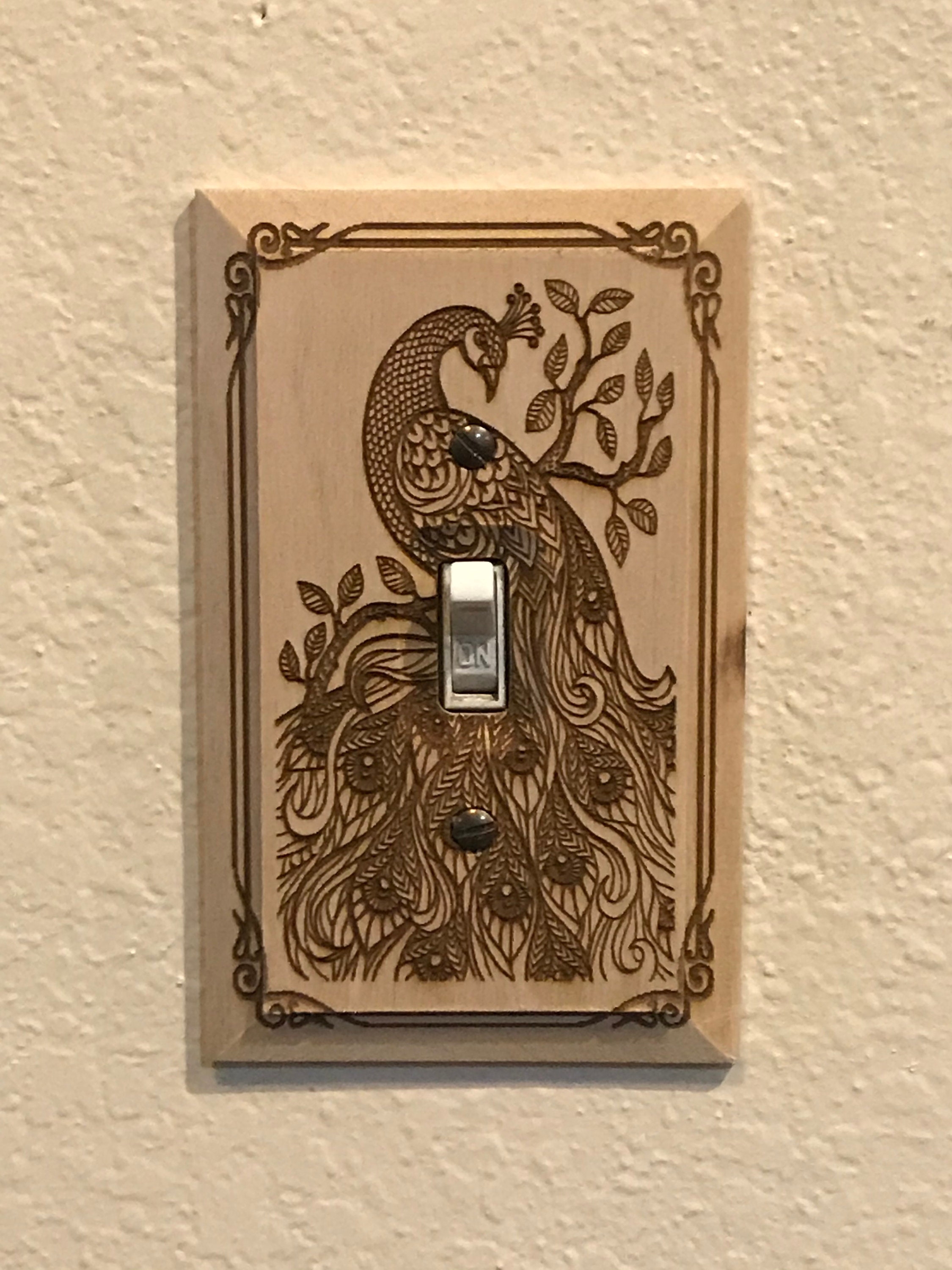 Handmade Engraved Single Light Switch Cover Plate Peacock Etsy