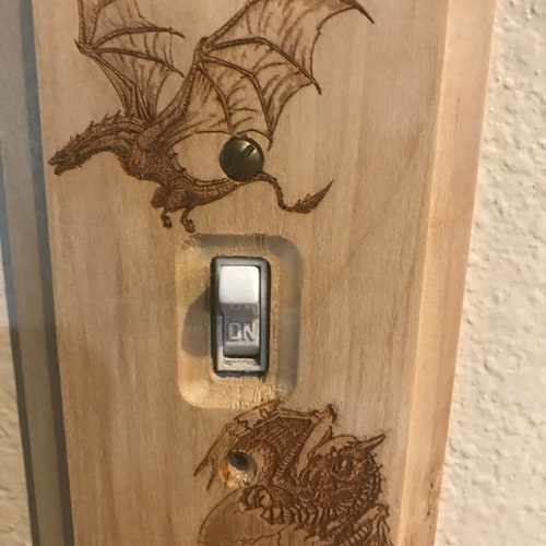Handmade Engraved Single Light Switch Cover Plate Dragon and Etsy