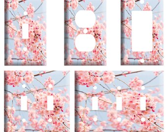 Light Panel Cover Pink Floral Cherry Blossom Decoration Wallplate Double Outlet Wall Plate/Panel Plate/Cover 2-Gang Device Receptacle Wallplate Light Panel Cover Pink Floral Cherry Blossom Decoration Wallplate Double Outlet Wall Plate/Panel Plate/Cover 2-Gang Device Receptacle Wallplate