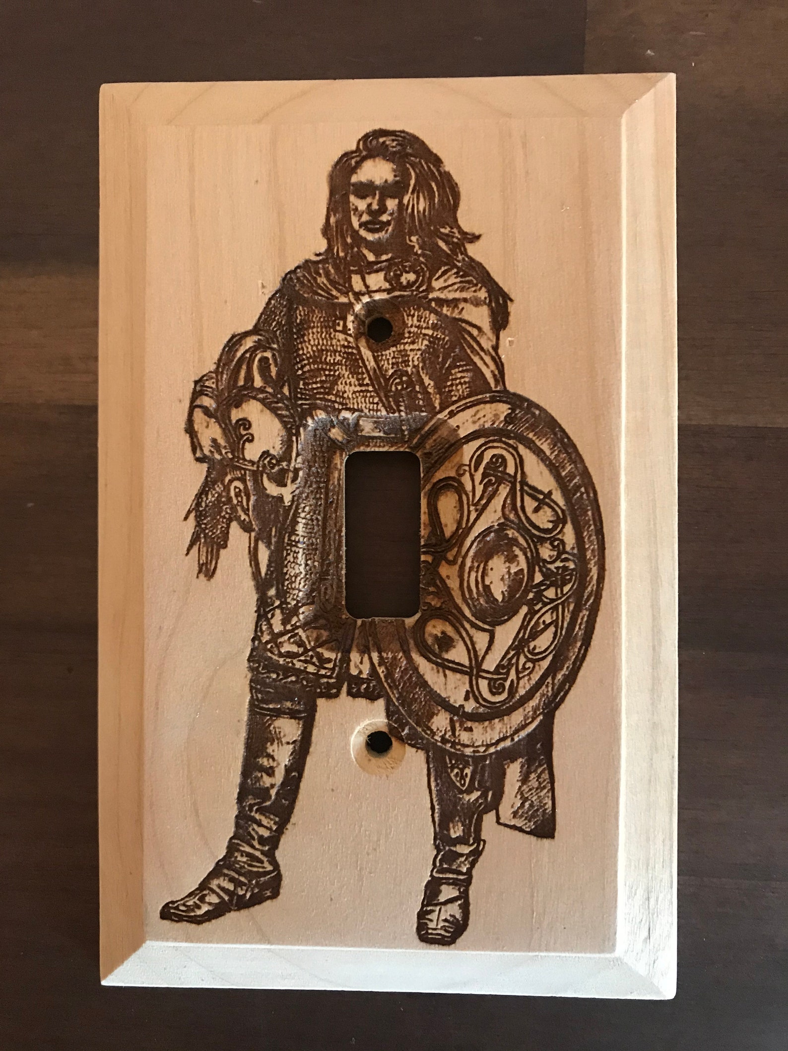 Viking Shieldmaiden Laser Engraved Wood Light Switch Cover Etsy