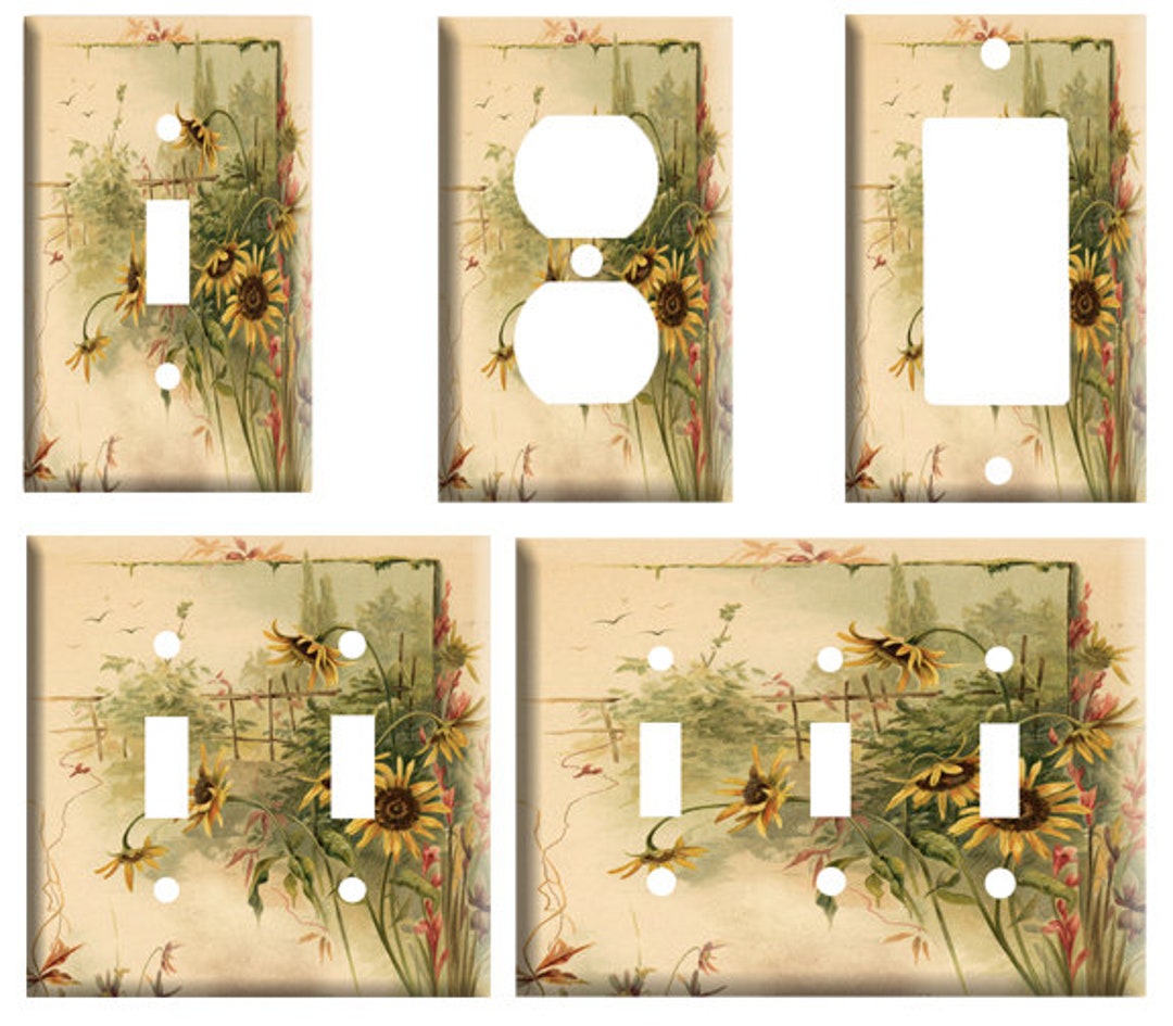 Vintage Sunflowers Cottagecore, Decorative Light Switch Cover Plate ...