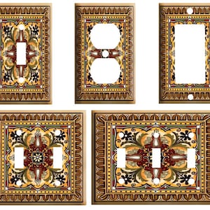 Italian Tile 5 design(not actual tile), Decorative Plastic Light Switch Cover Plate, Single Toggle, Duplex Outlet, or GFCI