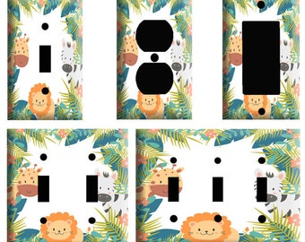 Neutral Safari Animals Light Switch Cover Plate Jungle Nursery Decor 