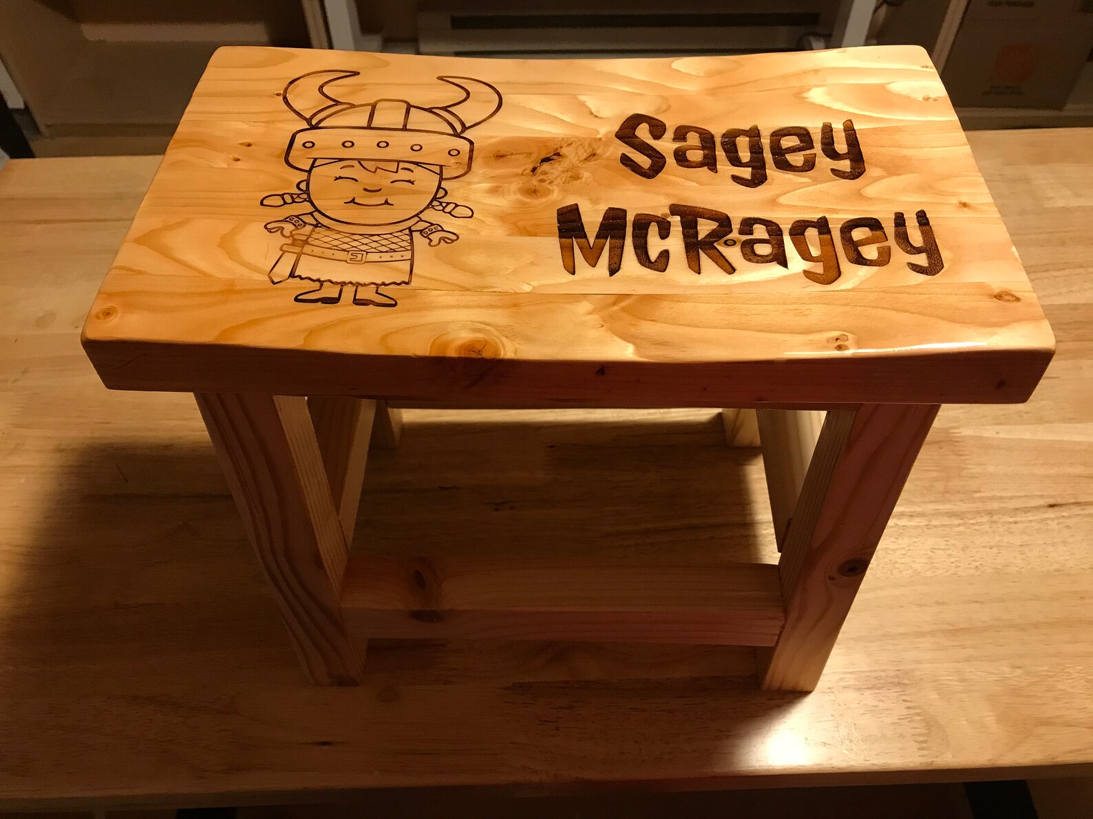 Kids Stool Custom engraved wood and handmade with resin over Etsy