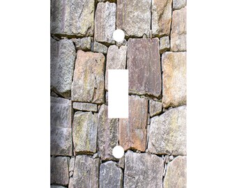 Handmade Gray Stackedstone Light Switch Cover – Home Decor, Night Light Or GFI Option