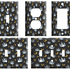Spooky Halloween Castle design | Decorative Light Switch Cover Plate, Single Toggle, Duplex Outlet, 2 gang, or GFCI Roker