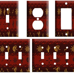 Southwestern design | Rustic Decorative Plastic Light Switch Cover Plate, Single Toggle, Duplex Outlet, 2 gang, or GFCI