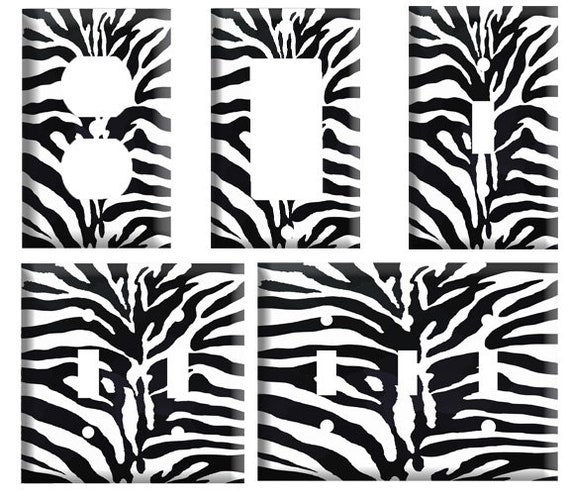 2 Gang Toggle Single Toggle switch GFCI Rocker Black and white zebra print Decorative Plastic Light Switch Cover Plate Outlet