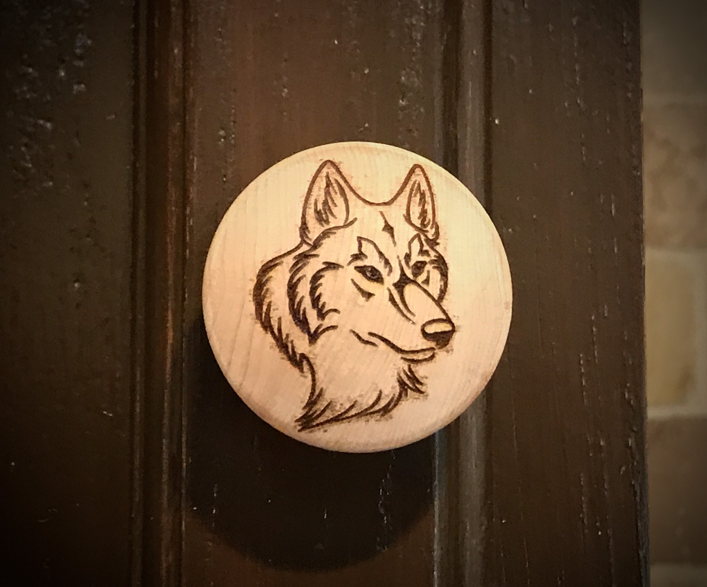 Wolf Face Wildlife Line Art Laser Engraved Decorative Wood Etsy UK