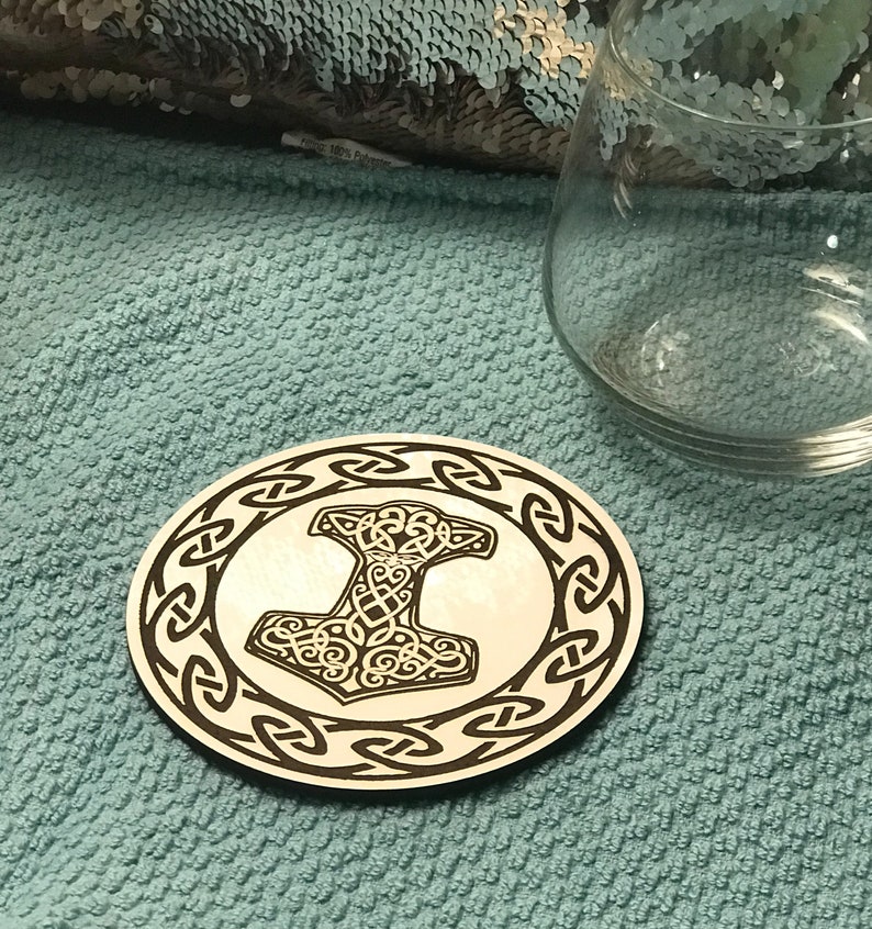 Thor's Hammer Mjölnir & Norse Knots laser engraved White Etsy