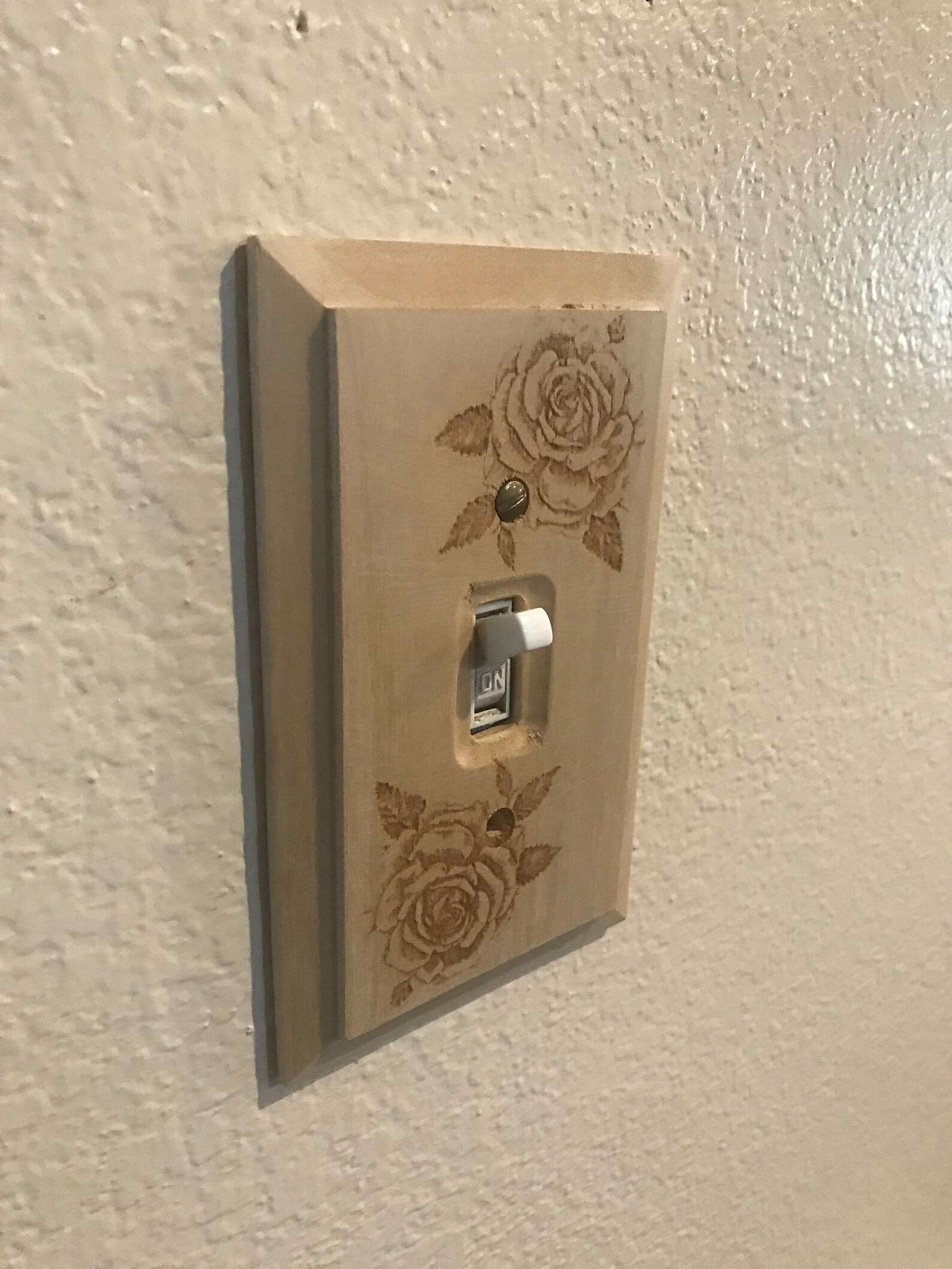 Handmade Engraved Single Light Switch Cover Plate Roses Etsy