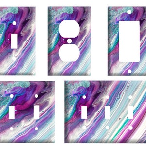 Abstract purple flow design, Decorative Plastic Light Switch Cover Plate, Single Toggle, Duplex Outlet, 2 gang, or GFCI