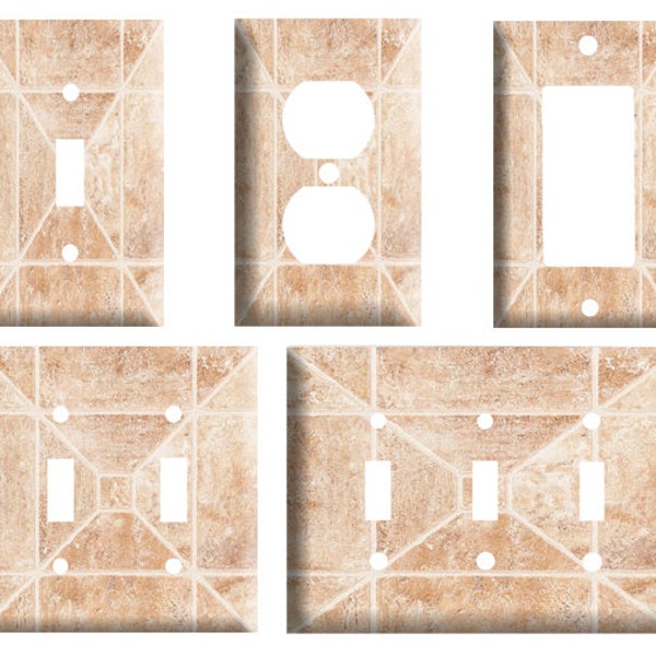 Stone tile design(not actual tile), Decorative Plastic Light Switch Cover Plate, Single Toggle, Outlet, GFCI plug covers