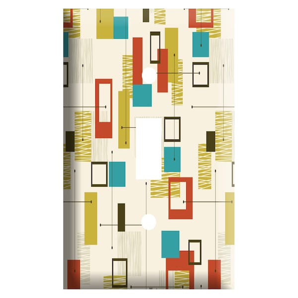 Mid-Century Retro Design 8 | Decorative Plastic Light Switch Cover Plate | 1950s, 1960s, Modern, Minimalist, Midcentury