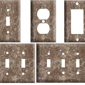 Marble brown design(not actual marble), Decorative Plastic Light Switch Cover Plate, Single Toggle, Duplex Outlet, or GFCI