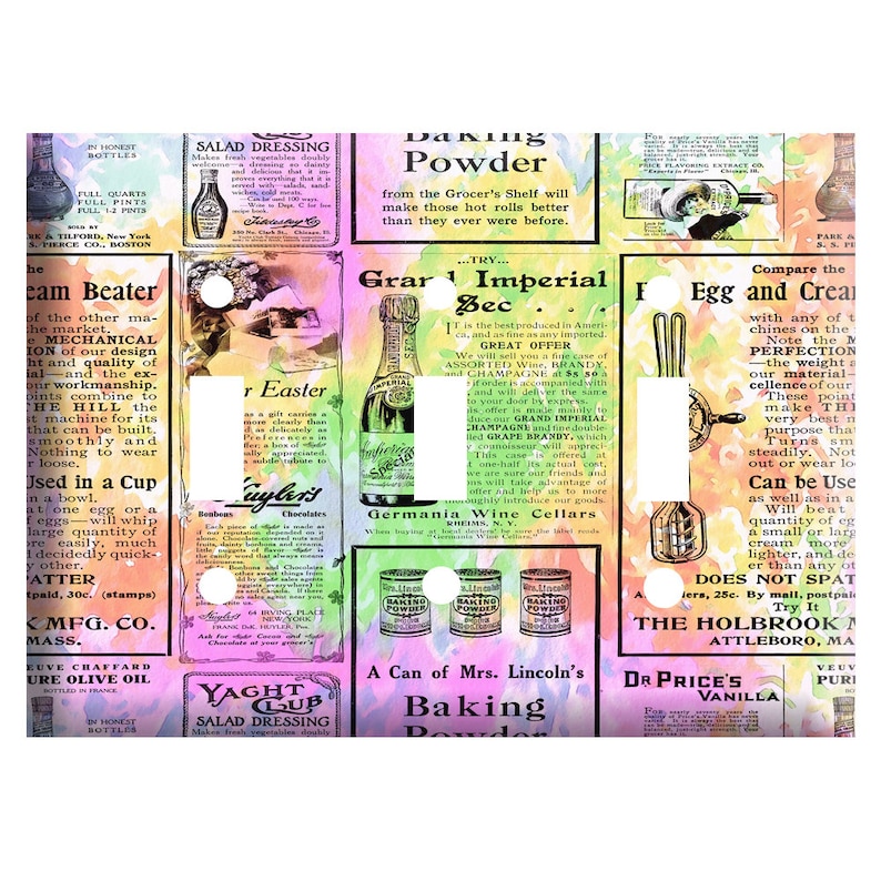 or GFCI Roker colorful newsprint Single Toggle 2 gang Duplex Outlet Decorative Light Switch Cover Plate