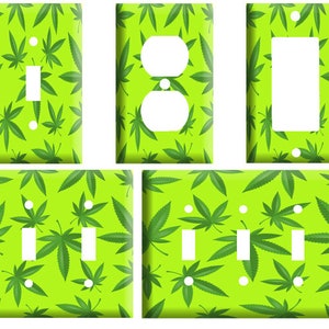 Marijuana leaf 8 design, Decorative Plastic Light Switch Cover Plate, Single Toggle, Duplex Outlet, 2 gang, or GFCI