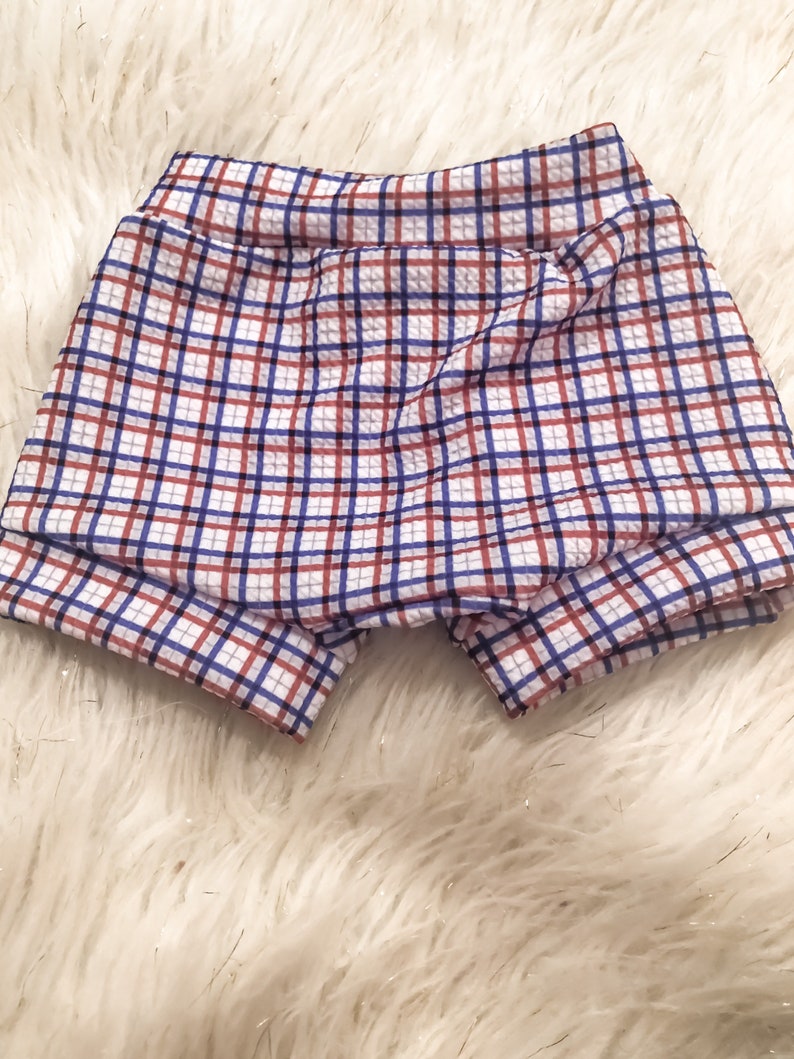 Beach trip slacker shorts Red Bummie for baby boy. American Boy Slacker for the 4th White and Blue American Boy Slackers