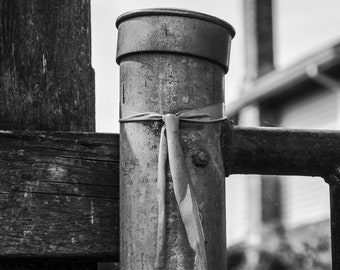 Original Photo of Fence Post, Signed Black and White Photo, Urban Photo Print, Industrial Street Photography