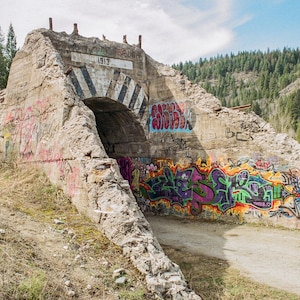 Original Photo of Abandoned Train Tunnel, Signed British Columbia Landscape Photography, Okanagan Nature Photo Print