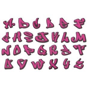GRAFFITI LETTERING 1 Embroidery Font Set (2in - 3in - 4in - 5in sizes) Machine Embroidery Files - Instant Download