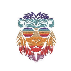 COOL LION Embroidery Design (Small/medium/large sizes) Embroidery Pattern - Machine Embroidery - Instant Download