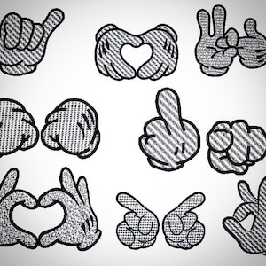 Glove Style Hand Signs Embroidery Designs - [Embroidery Pattern - Machine Embroidery - Digitising - Instant Download}