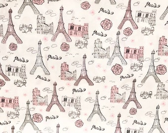 eiffel tower I Dream of Paris Words on Black premium cotton fabric by Windham end of bolt 1.25 yard piece french country crafting,