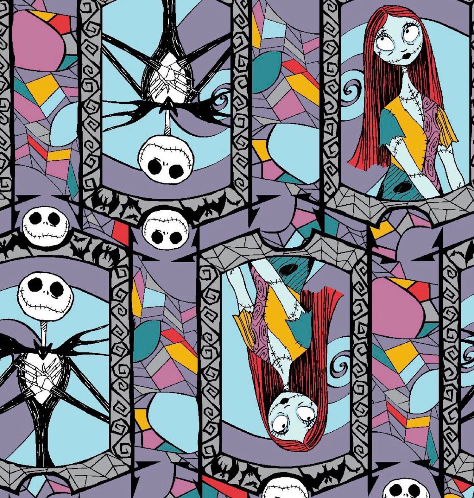 Nightmare before Christmas Stained glass cotton fabric sold by Etsy