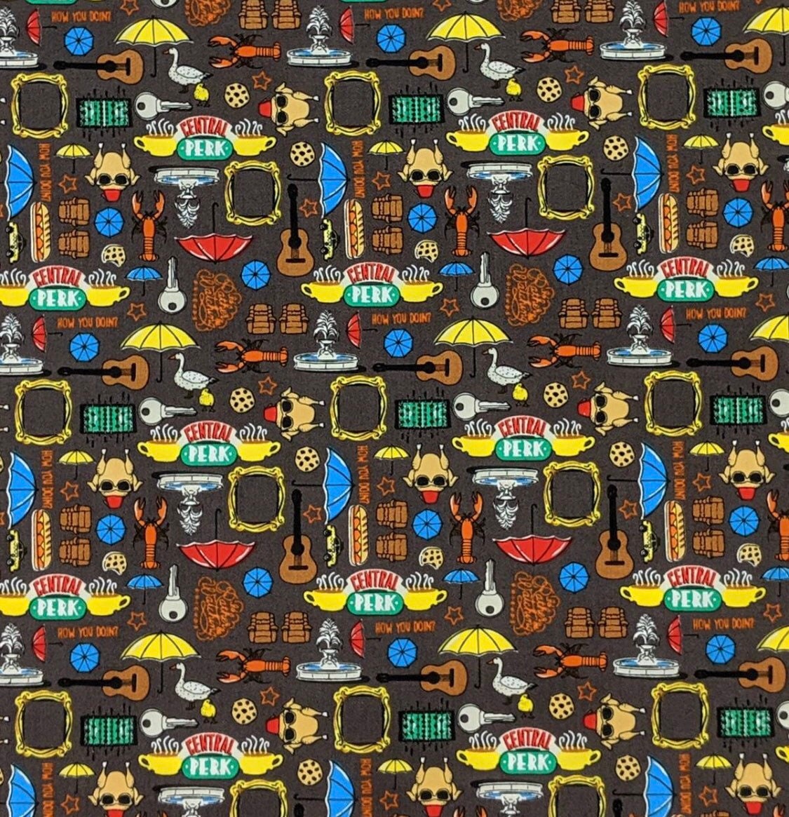 Friends Fabric With Brown Background Sold by the Half Yard. Etsy UK