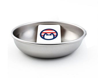 Cat Bowl - Made in USA - Stainless Steel Cat Dish for Food & Water - Wide / Shallow to Prevent Whisker Fatigue - Stainless Steel Pet Bowl