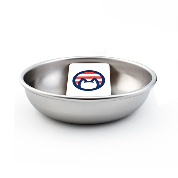 Cat Bowl - Made in USA - Stainless Steel Cat Dish for Food & Water - Wide / Shallow to Prevent Whisker Fatigue - Stainless Steel Pet Bowl