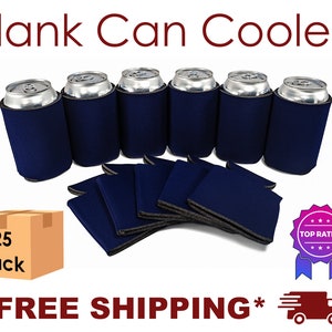Navy Blue Foam 25 Pack Can Cooler, Blank Can Cooler for Screen Printing, DTF, HTV, Party Favors, DIY craft, Sublimation Can Cooler