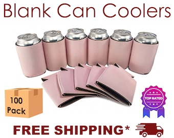 Blush Blank 100 Pack Can Cooler, Blush Foam Can Cooler for Screen Printing Wedding Favors, Party Favors, DIY craft, Sublimation Can Cooler