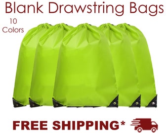 Lime Green Drawsting Backpack, Blank Drawstring Backpack, Gym Bag, Gym Tote, Custom Gym Bag, Custom Gym Tote