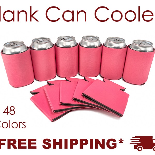 Neon Pink Foam Can Cooler, Blank Can Cooler for Screen Printing HTV Heat Pressing, DTF Vinyl Embroidery, DIY Craft Bulk Beer Huggers